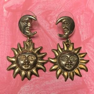 VINTAGE TOZTLI MEXICAN SUN MOON sterling earrings